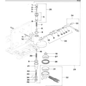 Kaffeeausgabe - Brühgruppe | ROCKET ESPRESSO R58