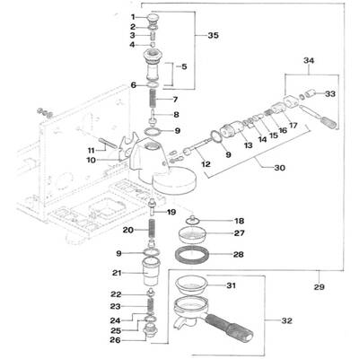 Kaffeeausgabe - Brühgruppe | ROCKET ESPRESSO CRONOMETRO EVOLUZIONE R MOZZAFIATO - GIOTTO
