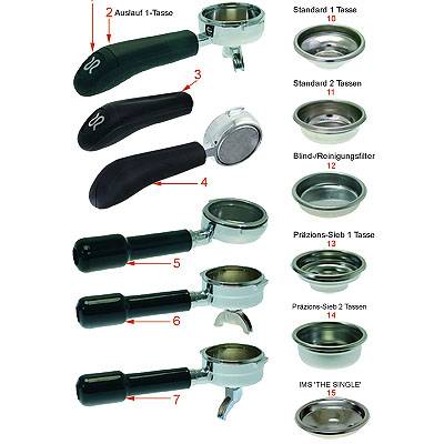 Siebträger + Filtersiebe | RANCILIO SILVIA V5-V6-E-M
