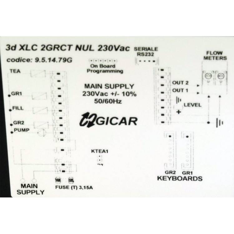 ELEKTRONIK- STEUERUNG |  GICAR 3d XLC 2GRCT NUL - 9.2.14.79G | 2- GRUPPEN - 230V~ | FÜR LA PAVONI  BAR - BART - CAFE - PUB
