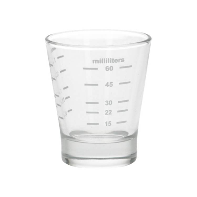 ESPRESSO SHOT-GLAS MIT SIEBDRUCK | GRADUIERT 15/60 ml | FÜR UNIVERSELLE ANWENDUNG