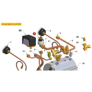 PRESSOSTAT | 1-POLIG | 1/4" | 0,9 - 1,7BAR | FÜR VIBIEMME (VBM) DOMOBARJUNIOR - DOMOBARSUPER - DOSAPLUS - KOMETA  - FÜR FUTURMAT MILADY ***AUSSER PRODUKTION***