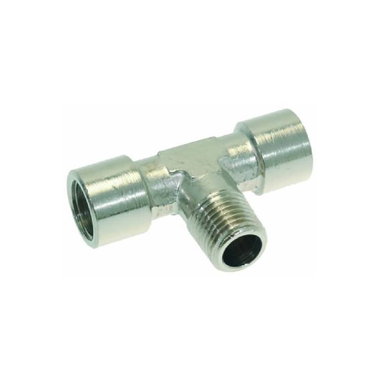 T-ANSCHLUSS | MESSING VERNICKELT | 1/4" INNEN-/ AUSSEN-/INNENGEWINDE