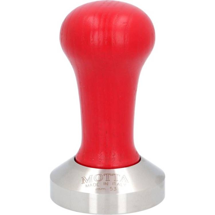 ESPRESSO TAMPER | ø 53 mm - FLACH | AUS HOLZ + EDELSTAHL | ROT | VON MOTTA