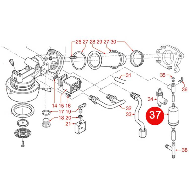 SCHALLDÄMPFER ZU ABFLUSS MAGNETVENTIL | FÜR LA CIMBALI M24 - M32 - M39 - M39-TE
