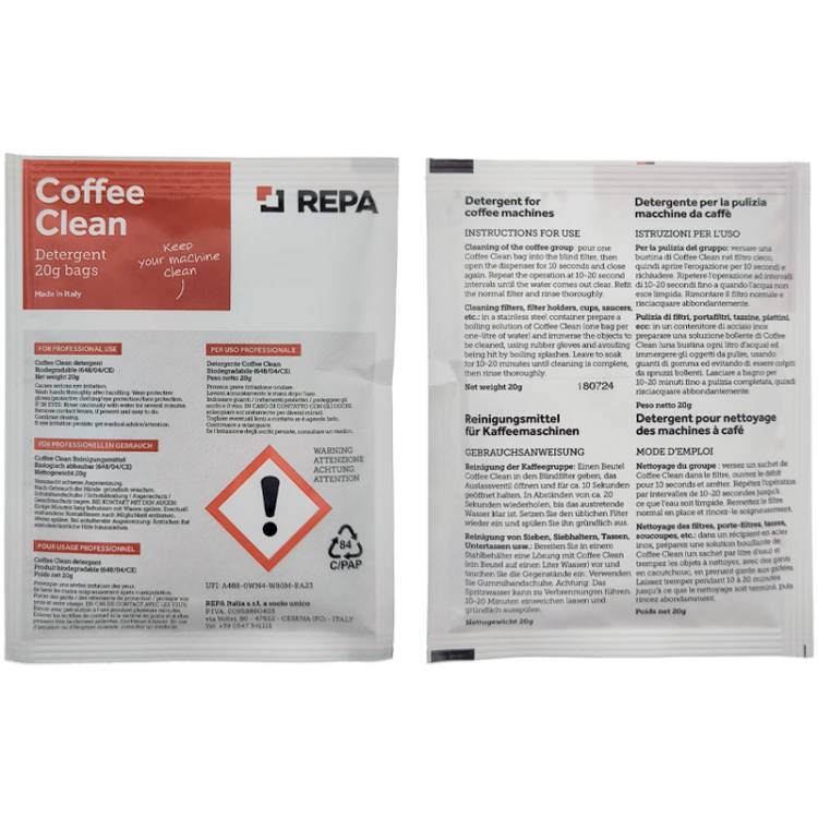 COFFEE CLEAN | KAFFEEFETTLÖSER IN PULVERFORM | PORTIONSBEUTEL A 20 GRAMM