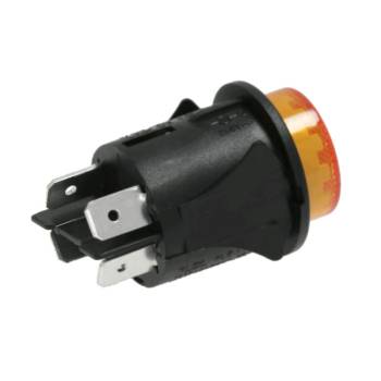 Produktbild von Druckschalter 250V 16A 2NO Beleuchtet – Gelb, Einbaumaß 19x13 Mm, Flachstecker 4,8 Mm