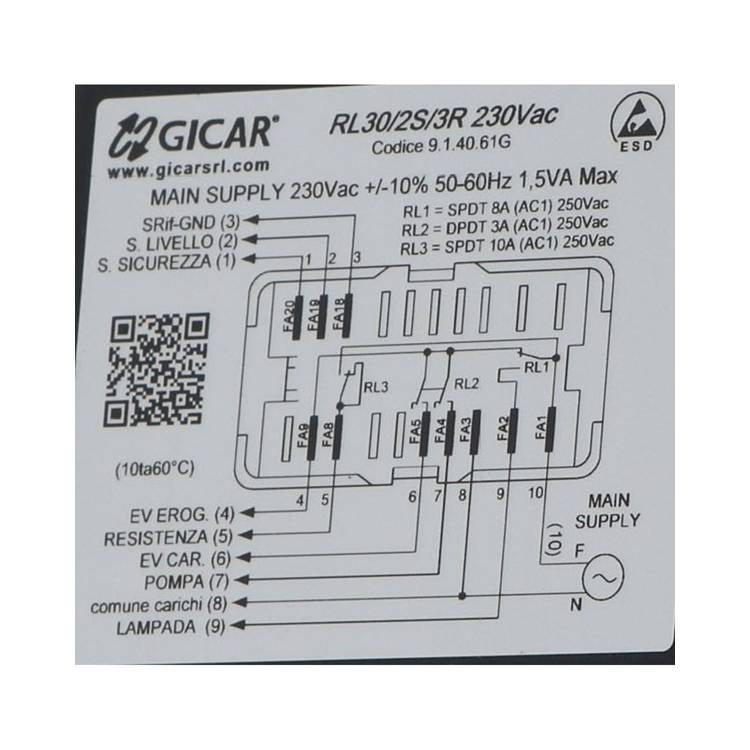 ELEKTRONIK- STEUERUNG | RL 30/2S/3R | GICAR 9.1.40.61G | SIMONELLI OSCAR - ECM TECHNIKA I - UNIVERSELLE ANWENDUNG
