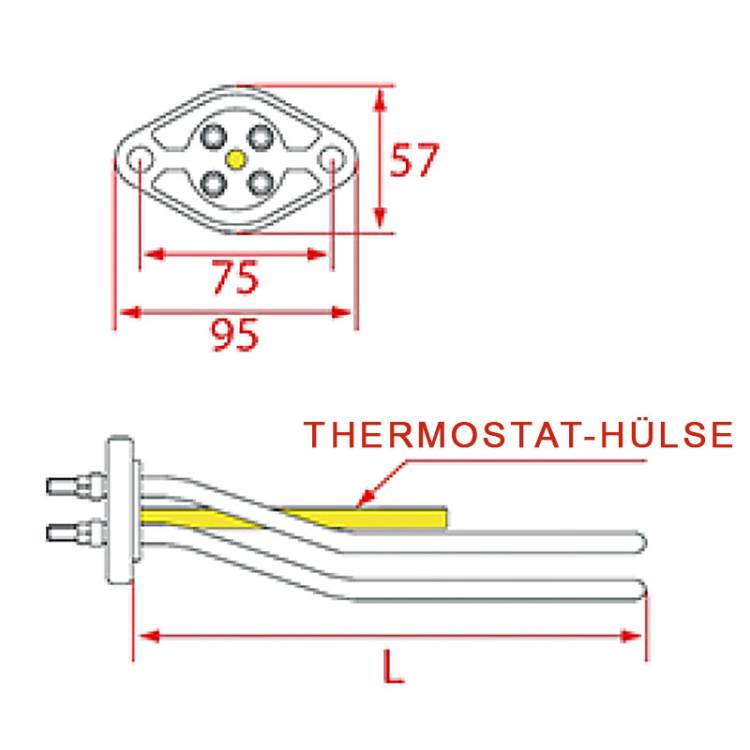 HEIZKÖRPER | OVAL-FLANSCH | 2000W - 230V~ | FÜR ASTORIA - WEGA  *** MODELLE SIEHE TABELLE ***