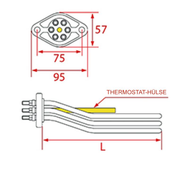 HEIZKÖRPER | OVAL-FLANSCH | 2600W/230V~ | ASTORIA - WEGA