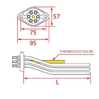 HEIZKÖRPER | OVAL-FLANSCH | 2600W/230V~ | ASTORIA - WEGA