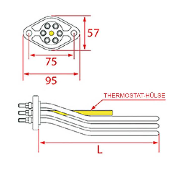 HEIZKÖRPER | OVAL-FLANSCH + TAUCHHÜLSE | 3780W/230V~ | FÜR CASADIO - LA CIMBALI - FAEMA *** MODELLE SIEHE TABELLE ***