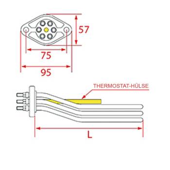 HEIZKÖRPER | OVAL-FLANSCH + TAUCHHÜLSE | 3780W/230V~ | FÜR CASADIO - LA CIMBALI - FAEMA *** MODELLE SIEHE TABELLE ***