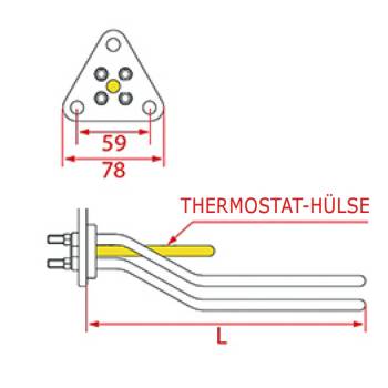 HEIZKÖRPER | DREIECK-FLANSCH | 3500W - 230V~ | FÜR BRASILIA -  FIAMMA RST  *** MODELLE SIEHE TABELLE ***