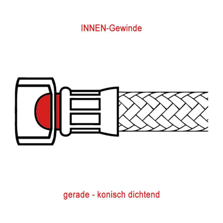 METALL-FLEXSCHLAUCH | LÄNGE 1500 mm | 3/8"IG - 3/8"IG | KONISCH DICHTEND | BEIDSEITIG GERADE
