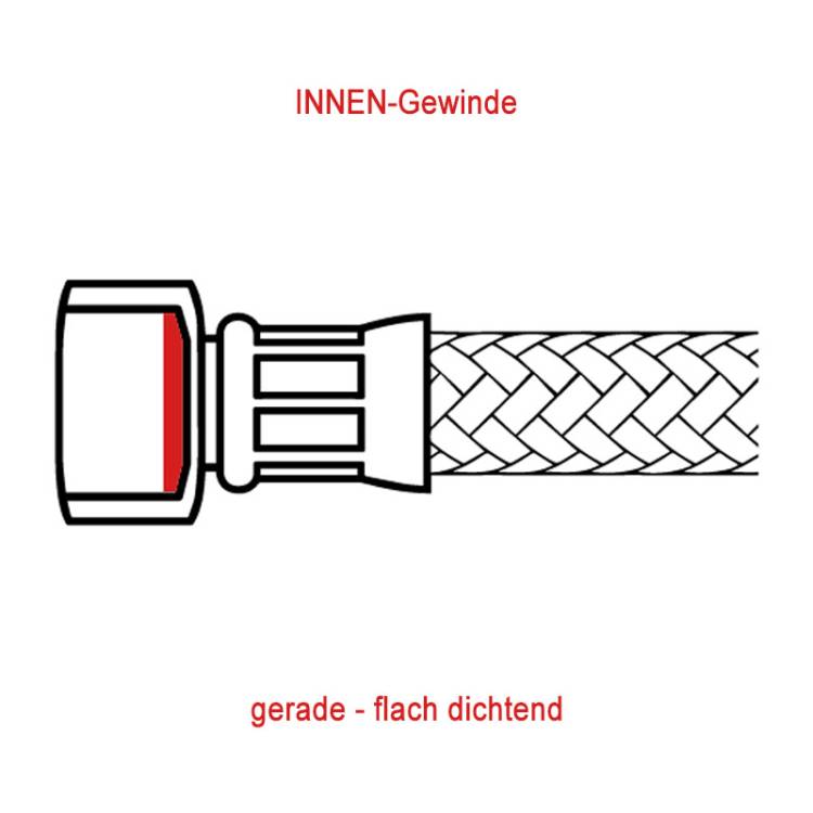METALL-FLEXSCHLAUCH | LÄNGE 600 mm | 1/8"IG - 1/8"IG | FLACH DICHTEND | BEIDSEITIG GERADE | FÜR CIMBALI - GRIMAC - LA SCALA - VICTORIA ARDUINO - WEGA