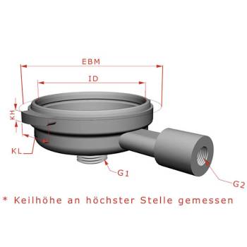 SIEBTRÄGERKORPUS | ID ø 62 mm | GRIFF M12x1,75 mm | FÜR ASTORIA - BFC -  BEZZERA -  BRASILIA - CBC ROYAL *** MODELLE SIEHE TABELLE ***