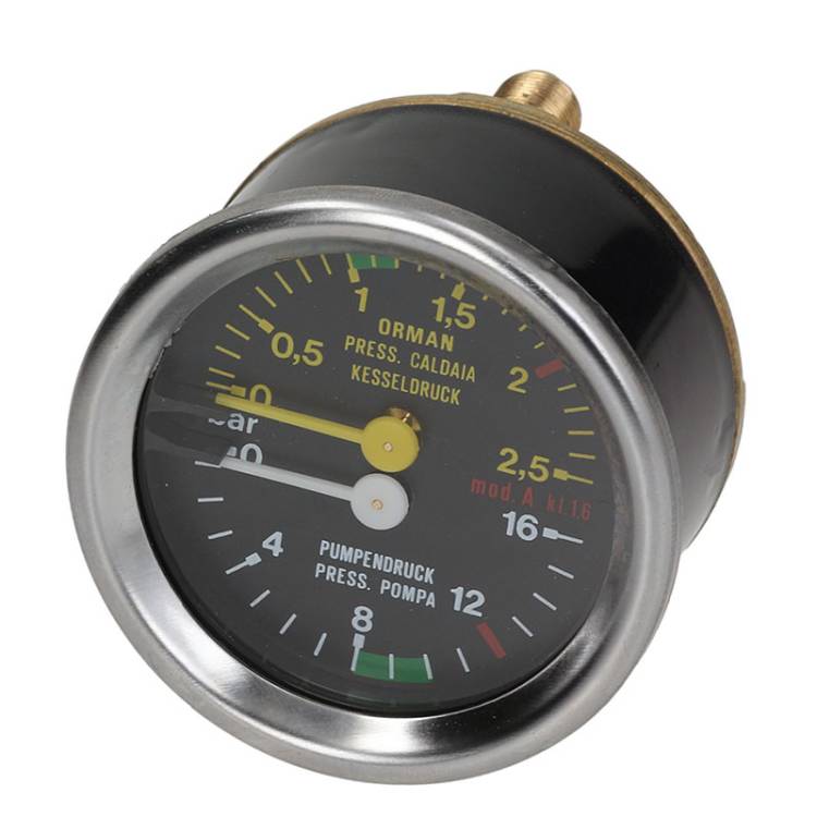 MANOMETER DOPPELSKALA | 0÷2.5/0÷16 bar | ø  60mm - 1/8 | FÜR ASTORIA - NUOVA SIMONELLI - LA SPAZIALE - VIBIEMME - WEGA *** MODELLE SIEHE TABELLE ***