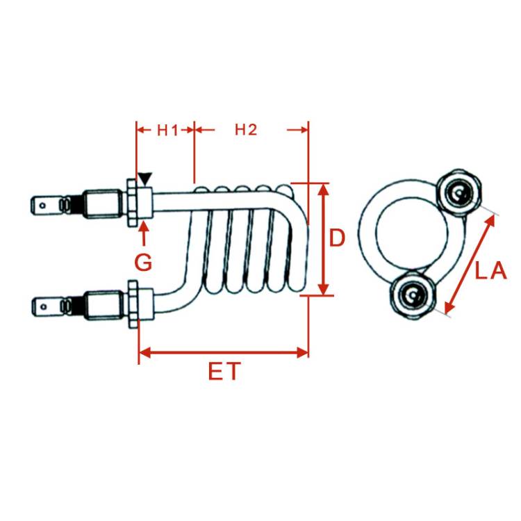 HEIZKÖRPER | ZWEILOCHBEFESTIGUNG - M10 | 1000W/230V~ | FÜR LELIT PL040 - PL041 - FÜR LA PAVONI DOMUS BAR - FÜR SAN REMO VERONA - VERONA 2-3 GR