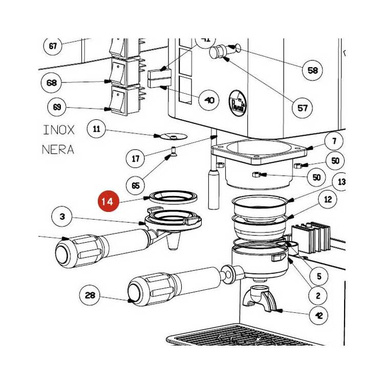 DICHTUNG SIEBTRÄGER | ø 72x55x4 mm | FÜR DOMITA | LA PAVONI PUCCINO - PUCCINO LUSSO