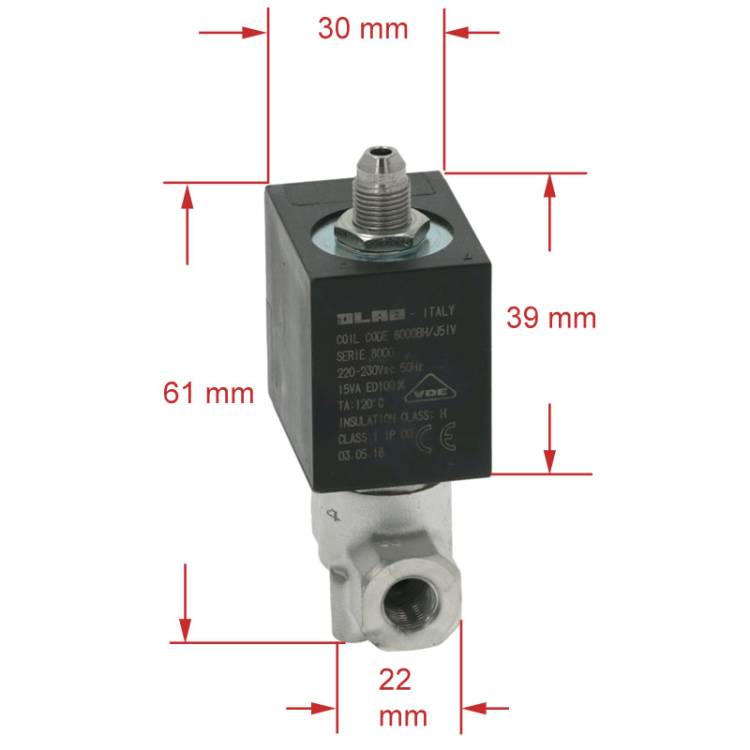 MAGNETVENTIL | 3 WEGE | ø 1/8x1/8" | 230v - 50 hZ | OLAB 8000BH/J5IV | FÜR BEZZERA B2013 - BZ07 - BZ09 - GALATEA - PROEX