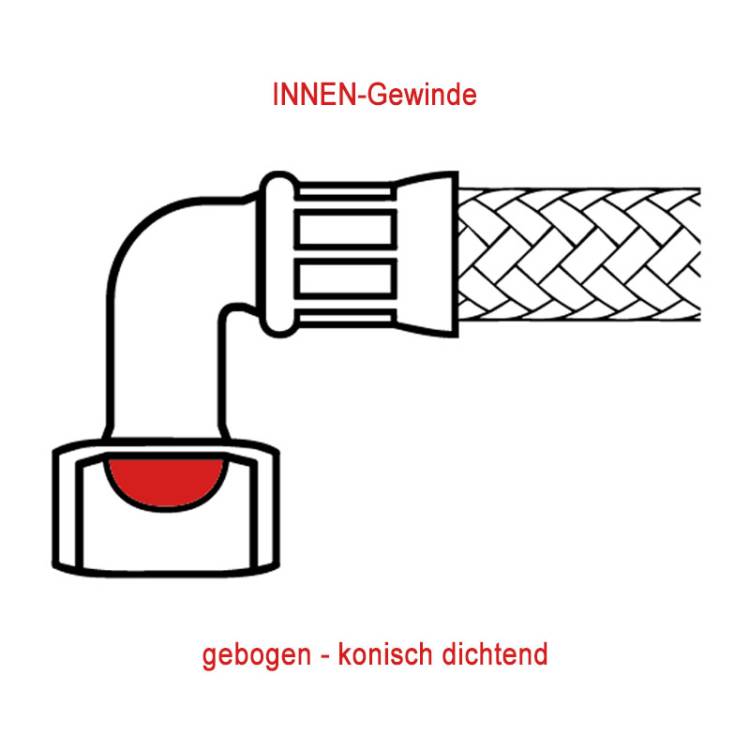 METALL-FLEXSCHLAUCH | LÄNGE 250 mm | 3/8"IG - 3/8"IG | KONISCH DICHTEND | BEIDSEITIG GEBOGEN | FÜR LA SPAZIALE