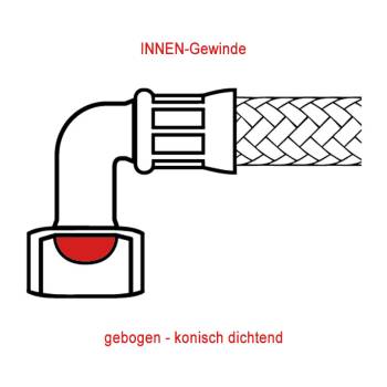 METALL-FLEXSCHLAUCH | LÄNGE 250 mm | 3/8"IG - 3/8"IG | KONISCH DICHTEND | BEIDSEITIG GEBOGEN | FÜR LA SPAZIALE