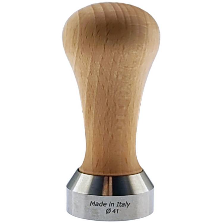 ESPRESSO TAMPER | ø 41 mm - FLACH | AUS HOLZ + EDELSTAHL | BUCHE | FÜR MARZOCCO SIEB 1 TASSE
