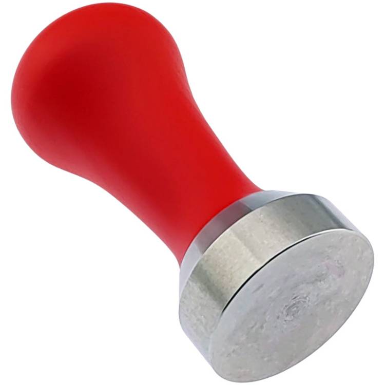 ESPRESSO TAMPER | ø 41 mm - FLACH | AUS HOLZ + EDELSTAHL | ROT | FÜR MARZOCCO SIEB 1 TASSE