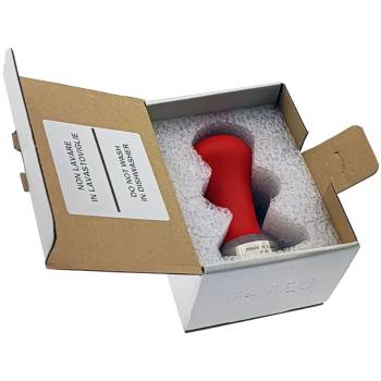 ESPRESSO TAMPER | ø 41 mm - FLACH | AUS HOLZ + EDELSTAHL | ROT | FÜR MARZOCCO SIEB 1 TASSE