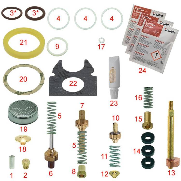 REVISIONS-SET KOMPLETT | FÜR BRÜHGRUPPE E-61 | ECM BARISTA PID - PURISTIKA - MECHANIKA IV - MECHANIKA PROFI - MECHANIKA SLIM - TECHNIKA IV - TECHNIKA IV PROFI - TECHNIKA V PROFI - ELEKTRONIKA II PROFI - SYNCHRONIKA