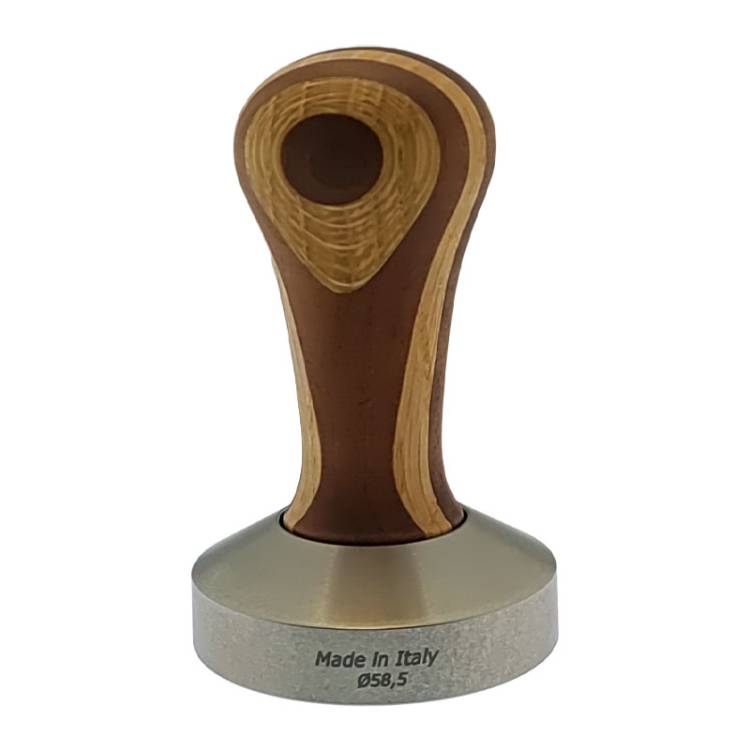 ESPRESSO TAMPER | ø 58,5 mm - FLACH | AUS HOLZ + EDELSTAHL | NUSSBAUM/EICHE