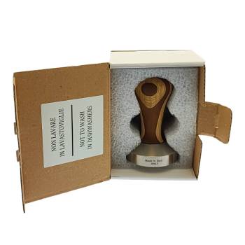 ESPRESSO TAMPER | ø 58,5 mm - FLACH | AUS HOLZ + EDELSTAHL | NUSSBAUM/EICHE