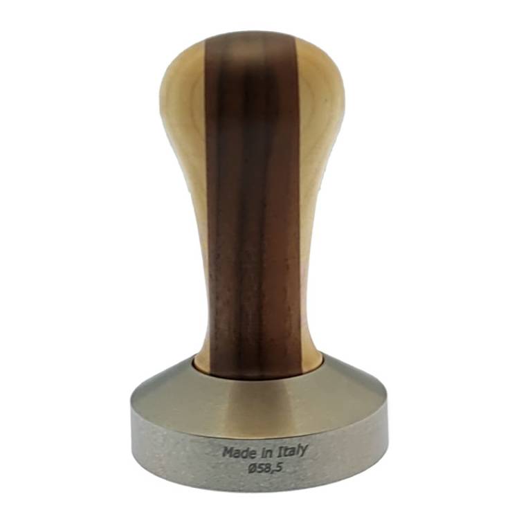 ESPRESSO TAMPER | ø 58,5 mm - FLACH | AUS HOLZ + EDELSTAHL | NUSSBAUM/AHORN