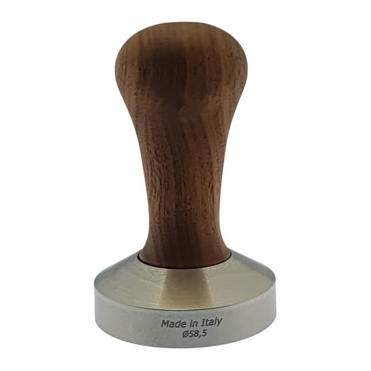 ESPRESSO TAMPER | ø 58,5 mm - FLACH | AUS HOLZ + EDELSTAHL | WALNUSS