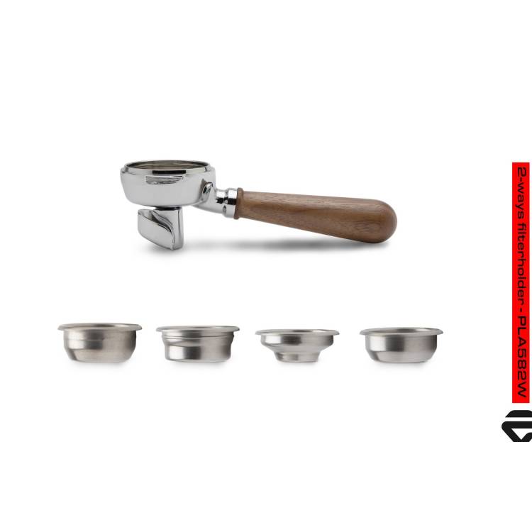 SIEBTRÄGER-SET | 2 TASSEN | HOLZGRIFF WALNUSS | FÜR LELIT 58 mm BRÜHGRUPPEN