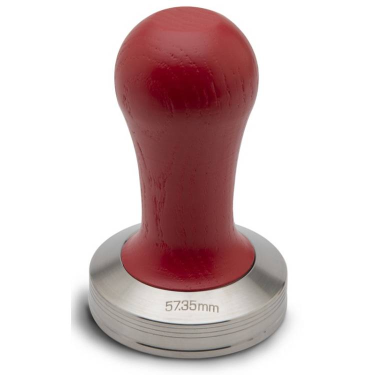 ESPRESSO TAMPER | ø 57,35 mm - FLACH | HOLZ + EDELSTAHL | ROT | VON LELIT