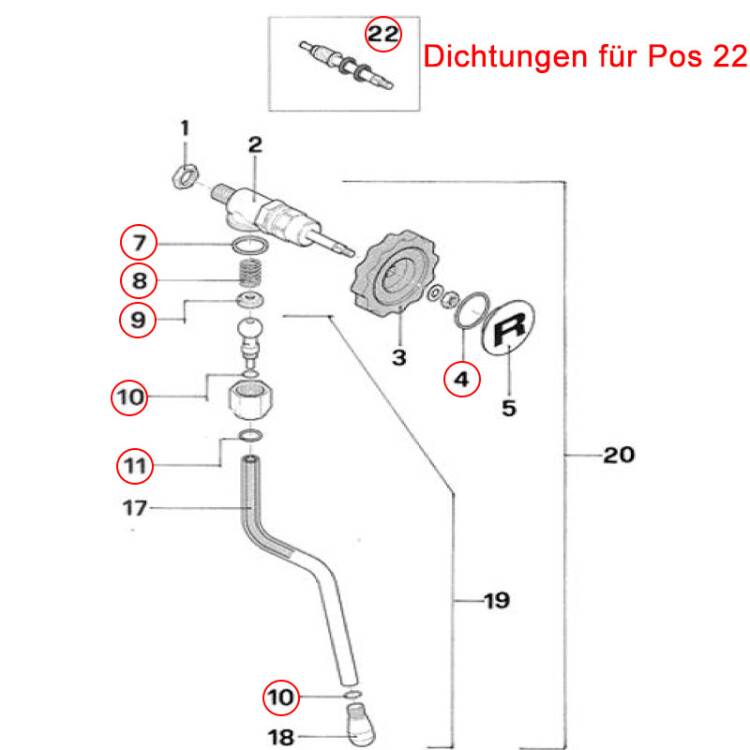 SERVICE-SET ZU DAMPFHAHN + ROHR | FÜR ROCKET ESPRESSO APPARTAMENTO - CRONOMETRO MOZZAFIATO R V & GIOTTO R V