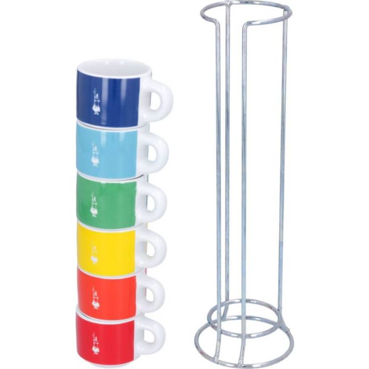 SET 6 ESPRESSOTASSEN MIT STÄNDER | MEHRFARBIG | VON BIALETTI