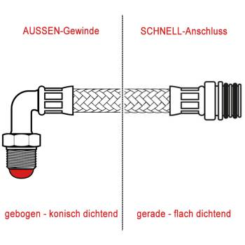 METALL-FLEXSCHLAUCH | LÄNGE 960 mm | 3/8"AG -...