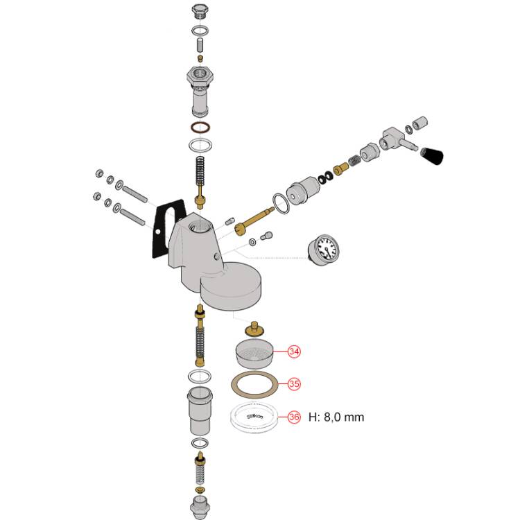 PFLEGESET S | BRÜHGRUPPE | SILIKONDICHTUNG H: 8 mm | FÜR E-61 UNIVERSAL